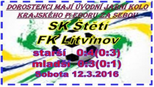 Z úvodním jarním zápase čekal dorostence tým z města chemie. Litvínov úlohu favorita splnil a v obou zápasech vyhrál. Naši dorostenci, ale body zadarmo nedali. Hlavně ti mladší sed drželi až do posledních minut. Teď jedou do Loun a ten je dokonce první