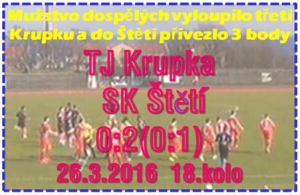 Na horké půdě v Krupce jsme vsadili na dobrou obranu  a využívali každé příležitosti rychle zaútočit. 2x to vyšlo a důležité body se do tabulky přičítaly na naše konto,        