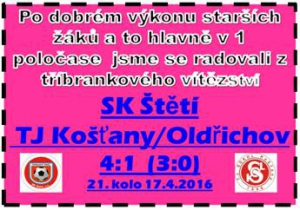 Po vítězství na penalty nad Neštěmicemi O pohár hejtmana Ústeckého kraje, zvítězili starší žáci i v domácím mistrovském zápase