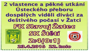 Mužstvo dospělých si v Žatci pochutnalo. Ne však na pivu, ale na vítězství nad domácím celkem 4:2 
