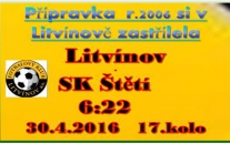 Přípravka r.2006 v Ústeckém přeboru společně s  Roudnicí n.L. válí a je na 2. místě tabulky. Je 