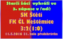 Zápas střídá zápas. To je program starších žáků. Poháry, mistrovské zápasy a předehrávky. Jednou takovou bylo i utkání proti Neštěmicím. 
