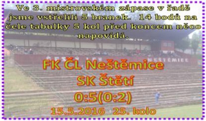 5 branek, 5 střelců. Taková je bilance mužstva dospělých v Neštěmících, které se zde hodně přiblížilo k celkovému vítězství v letošním ročníku Ústeckého přeboru. 
