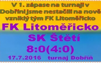 Obhajobu vítězství na turnaji v Dobříni mužstvo dospělých zahájilo neúspěšně