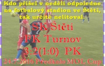 Po dramatickém utkání postupujeme do dalšího kola MOL Cupu, kde nás v sobotu 30.7.2016 čeká doma od 17:00 druholigové Ústí n.L.