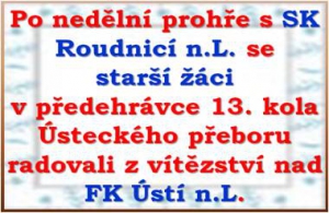 Ještě před koncem prázdnin sehráli starší žáci  2 mistrovské zápasy. Jedna výhra a jedna prohra jsou dobrým vkladem do dalších mistrovských zápasů 
