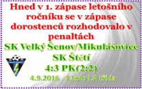 Celý zápas museli dorostenci dotahovat náskok soupeře. 