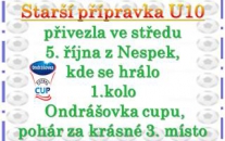 Velkého úspěchu dosáhla starší přípravka, když si na Ondrášovka cupu vybojovala postup do finále, které se bude hrát příští rok v květnu v Táboře.