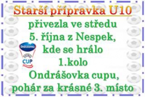 Velkého úspěchu dosáhla starší přípravka, když si na Ondrášovka cupu vybojovala postup do finále, které se bude hrát příští rok v květnu v Táboře.