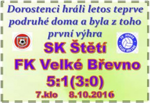 Rychlé branky branky v úvodu zápasu a 2 sporné okamžiky při vstřelení branky. Zasloužené vítězství našich dorostenců.  .  