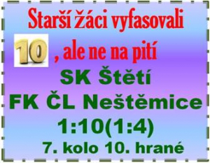 Starší žáci v domácím prostředí prohráli s 2. celkem tabulky a patří jim 7. místo v ústeckém přeboru 