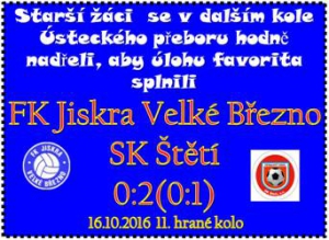 Starší žáci přečkali úvodní tlak domácích. Postupně se ale dostávali do hry a ve 2. poločase už soupeře přehrávali a 3 získané body jsou zasloužené.