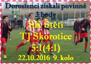 Dorostenci Skorotic ve Štětí body zadarmo nenechali. Našeho mužstvio muselo vynaložit velké úsilí, aby se dopracovalo k vítězství,