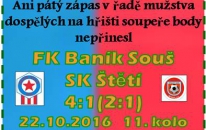 Na vedoucí branku Souše odpovědělo naše mužstvo dospělých vyrovnáním. Pak už se v zápase, ve kterém bylo hodně sporných okamžiků  a také 6 žlutých karet našeho týmu, prosadili jen domácí.