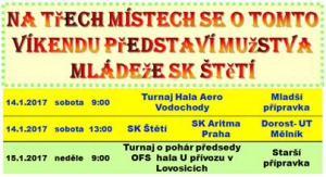 Mužstva přípravky si o tomto víkendu zahrají v hale. Dorostenci mají na progranu úvodní zápas Gazzsport na Mělníku