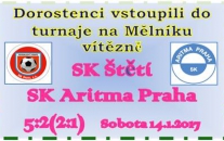 V sobotu 14.1.2017 se odehrálo 1. kolo turnaje Gazzasport staršího dorostu na umělé trávě na Mělníku