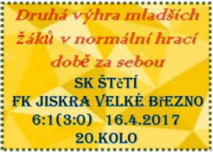 Mladším žákům se na jaře v Ústeckém přeboru daří. V posledním kole si poradili  s Velkým Březnem