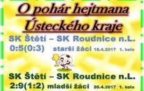 Kromě nabitého programu Ústeckého přeboru sehráli žáci i 1. kolo Poháru Hejtmana Ústeckého kraje, ve kterém jsme narazili na Roudnici n.L.  