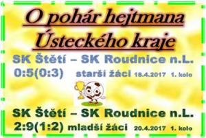 Kromě nabitého programu Ústeckého přeboru sehráli žáci i 1. kolo Poháru Hejtmana Ústeckého kraje, ve kterém jsme narazili na Roudnici n.L.  