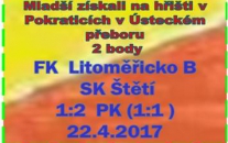 V zápase mladších žáků diváci moc branek neviděli. Ve 2. poločase dokonce žádnou. Na řadu musely přijít penalty, po jejich exekuci se nám jelo domů veseleji.