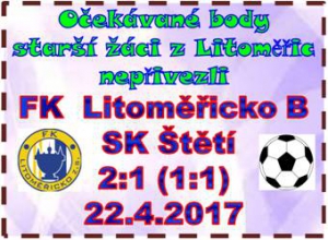 Po prohře v Litoměřicích jsou starší žáci na 7. místě skupiny B Ústeckého přeboru