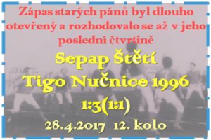 Chybělo trocha toho fotbalového štěstí a stará garda mohla s favoritem bodovat 