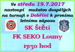 Naším prvním soupeřem na turnaji v Dobříni je nováček divizní soutěže, kam se Louny po roce v Ústeckém přeboru vrací.    