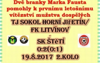 Mužstvo dospělých si veze z Horního Jiřetína 3 body. 