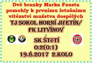 Mužstvo dospělých si veze z Horního Jiřetína 3 body. 