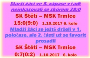 Starší a mladší žáci v 7. hraném kole Ústeckého přeboru s opačnými výsledky