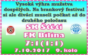 Bílina se brzy dostala do vedení a museli jsme dotahovat. Povedlo se to ještě do poločasu, ale velký obrat nastal až po změně stran.