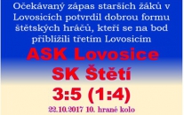 Výborným výkonem překvapili starší žáci Lovosice a v důležitém zápase zvítězli o 2 branky, když domácí stačili v závěru jen korigovat.  