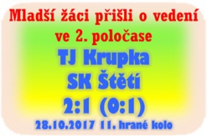 Mladší žáci získali vedení v 1. poločase. Ve 2. části střelecký prach chyběl a domácí výsledek otočili.
