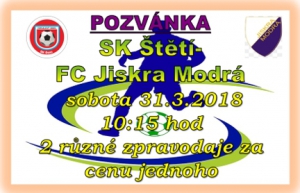 Mužstvo dospělých se v sobotu 31.3.2018 v 10:15 po odloženém jarním domácím utkání 17.3.2018 letos poprvé představí fanouškům na domácím trávníku