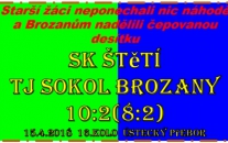 Starší žáci proti Brozanům nezopakovali výkon z 1. půle a ve druhém střelili stejně gólů jako soupeř