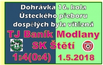 Během 5 minut jsme v 1. poločase vstřelili 3 branky. Krásný gól padl i v závěru poločasu. Mužstvo dospělých může slavit kromě svátku práce i vítězství v Modlanech.
