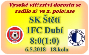 Poslední kolo základní skupiny I. A třídy dorostu přineslo očekávané vítězství našeho mužstva a potvrdilo, že první místo nám patří právem. Teď je třeba ještě to potvrdit v nadstavbové části, na jejíž rozlosování čekáme,