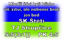 Mladší žáci vedli už 4:1, ale soupeř zabral a v samotném konci vyrovnal na konečných 5:5