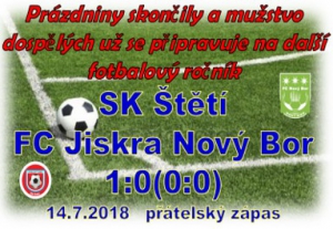 Po týdnu tréninku si mužstvo dospělých zahrálo první přátelský zápas.O vítězství rozhodlo až v závěru. 