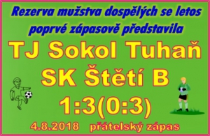 Nový tým B mužstvo dospělých zahájilo sezónu vítězně, i když to byl jen přátelský zápas.