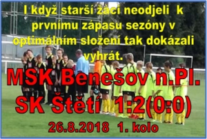 Vítězný vstup starších žáků do Ústeckého přeboru. Branky padaly až ve 2. poločase.