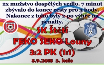 Pěkné počasí a kvalitní fotbal se hrál v sobotu dopoledne na hřišti ve Štětí. Mužstvo dospělých se zde utkalo s Louny, bylo blízko vítězství, ale i přes remízu a vítězství na penalty odcházeli diváci spokojeni. 