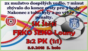 Pěkné počasí a kvalitní fotbal se hrál v sobotu dopoledne na hřišti ve Štětí. Mužstvo dospělých se zde utkalo s Louny, bylo blízko vítězství, ale i přes remízu a vítězství na penalty odcházeli diváci spokojeni. 