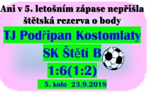 Ještě v 59. minutě to bylo jen o jednu branku. vysoké vítězství B mužstva se rodilo v posledních 10 minutách. 