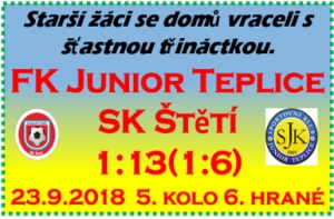 Starší žáci si vylepšili skóre. V Ústeckém přeboru jim pi 6 zápasech patří 4. místo. 