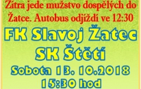 V posledních 7 zápasech prohrálo mužstvo dospělých SK Štětí na hřišti v Žatci jen 1x. 4x jsme zde dokonce vyhráli stejným výsledkem 4:2. Krásná bilance, kterou se pokusíme prodloužit, i když nás zde nečeká lehký zápas.