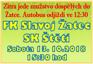 V posledních 7 zápasech prohrálo mužstvo dospělých SK Štětí na hřišti v Žatci jen 1x. 4x jsme zde dokonce vyhráli stejným výsledkem 4:2. Krásná bilance, kterou se pokusíme prodloužit, i když nás zde nečeká lehký zápas.