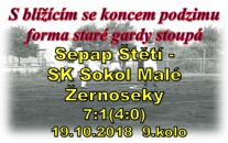 V zápase o 3. místo okresního přeboru stará garda přestřílela Malé Žernoseky. 