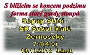 V zápase o 3. místo okresního přeboru stará garda přestřílela Malé Žernoseky. 