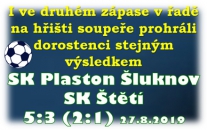 Slabá střelecká muška a nevyužívání brankových příležitostí. Hlavní důvod, který trenér našeho týmu viděl při další porážce dorostenců na hřišti soupeře.  